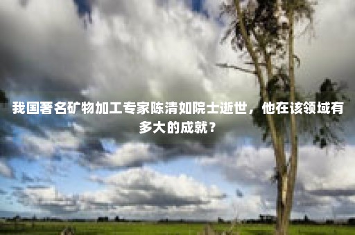 我国著名矿物加工专家陈清如院士逝世，他在该领域有多大的成就？