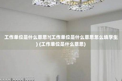 工作单位是什么意思?(工作单位是什么意思怎么填学生) (工作单位是什么意思)