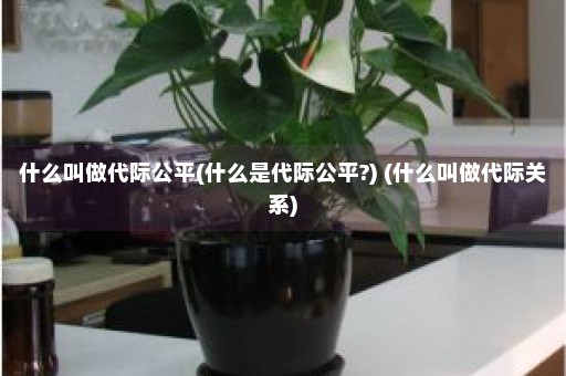 什么叫做代际公平(什么是代际公平?) (什么叫做代际关系)