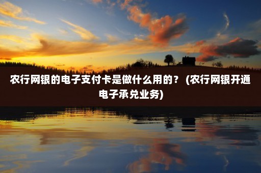 农行网银的电子支付卡是做什么用的？ (农行网银开通电子承兑业务)