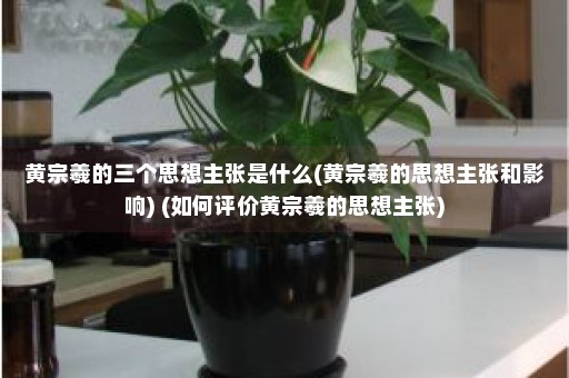 黄宗羲的三个思想主张是什么(黄宗羲的思想主张和影响) (如何评价黄宗羲的思想主张)