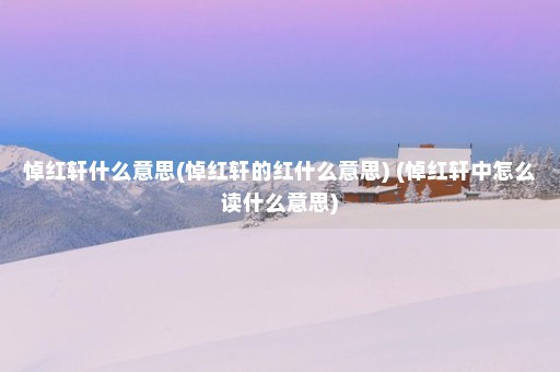 悼红轩什么意思(悼红轩的红什么意思) (悼红轩中怎么读什么意思)