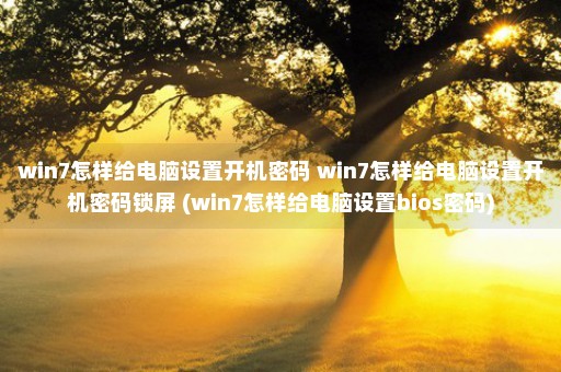 win7怎样给电脑设置开机密码 win7怎样给电脑设置开机密码锁屏 (win7怎样给电脑设置bios密码)