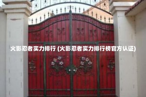 火影忍者实力排行 (火影忍者实力排行榜官方认证)