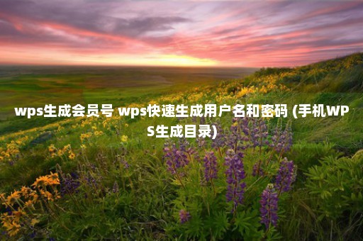 wps生成会员号 wps快速生成用户名和密码 (手机WPS生成目录)