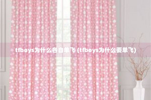 tfboys为什么各自单飞 (tfboys为什么要单飞)