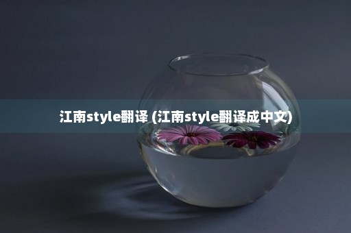 江南style翻译 (江南style翻译成中文)