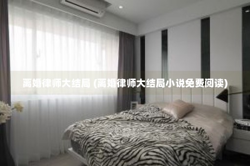 离婚律师大结局 (离婚律师大结局小说免费阅读)