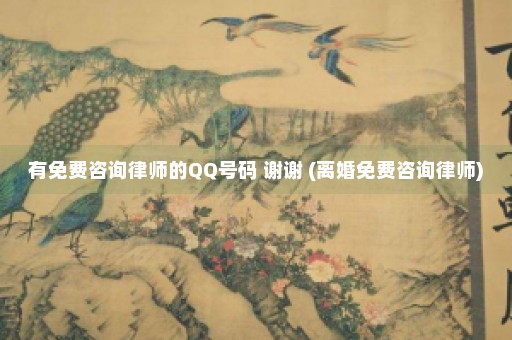 有免费咨询律师的QQ号码 谢谢 (离婚免费咨询律师)