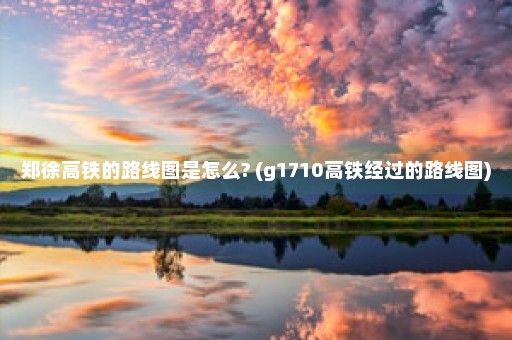 郑徐高铁的路线图是怎么? (g1710高铁经过的路线图)