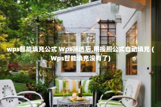 wps智能填充公式 Wps筛选后,用按照公式自动填充 (Wps智能填充没有了)