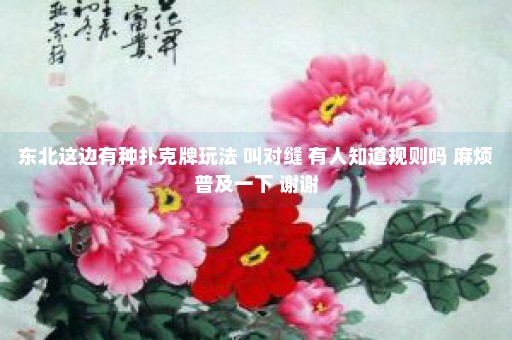 东北这边有种扑克牌玩法 叫对缝 有人知道规则吗 麻烦普及一下 谢谢