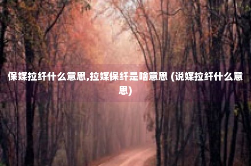 保媒拉纤什么意思,拉媒保纤是啥意思 (说媒拉纤什么意思)