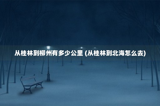 从桂林到柳州有多少公里 (从桂林到北海怎么去)