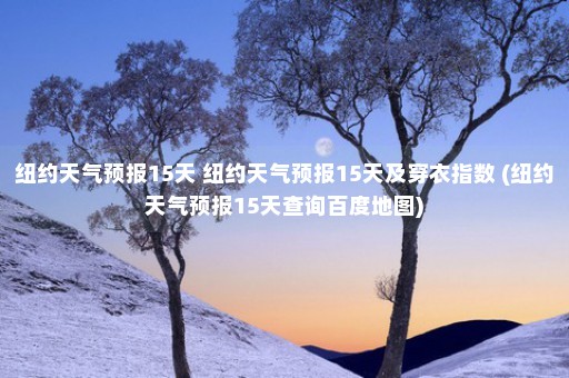 纽约天气预报15天 纽约天气预报15天及穿衣指数 (纽约天气预报15天查询百度地图)