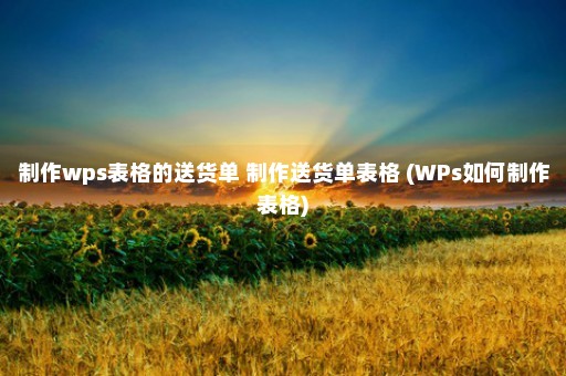 制作wps表格的送货单 制作送货单表格 (WPs如何制作表格)