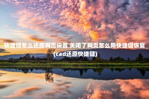 快捷键怎么还原网页设置 关闭了网页怎么用快捷键恢复 (cad还原快捷键)