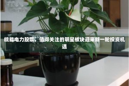 皖能电力股票，值得关注的明星板块迎来新一轮投资机遇