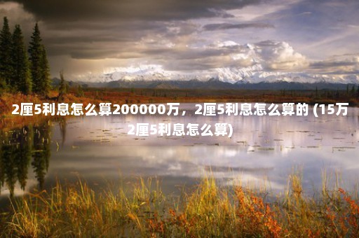 2厘5利息怎么算200000万，2厘5利息怎么算的 (15万2厘5利息怎么算)