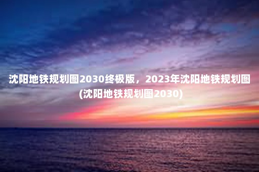 沈阳地铁规划图2030终极版，2023年沈阳地铁规划图 (沈阳地铁规划图2030)