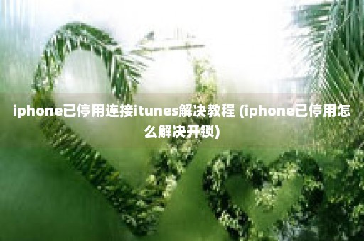 iphone已停用连接itunes解决教程 (iphone已停用怎么解决开锁)