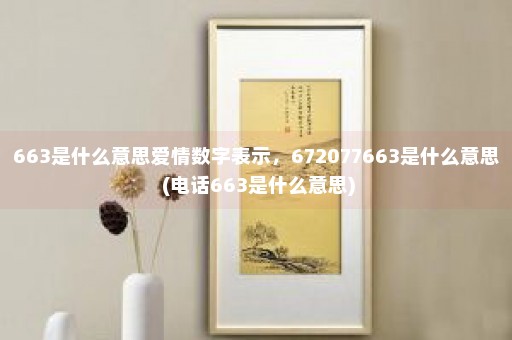 663是什么意思爱情数字表示，672077663是什么意思 (电话663是什么意思)