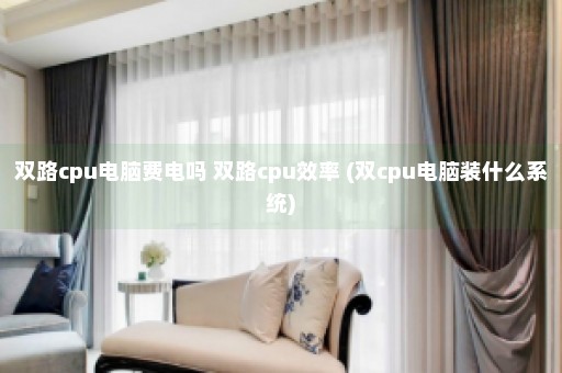 双路cpu电脑费电吗 双路cpu效率 (双cpu电脑装什么系统)